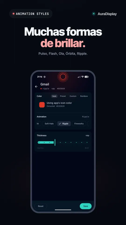 Ajustes de Gmail con el rojo tomado de su icono y un anillo rojo ondulando alrededor de la cámara