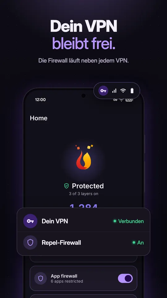 Repel-Firewall auf Ein, während eine separate VPN-App gleichzeitig Verbunden bleibt